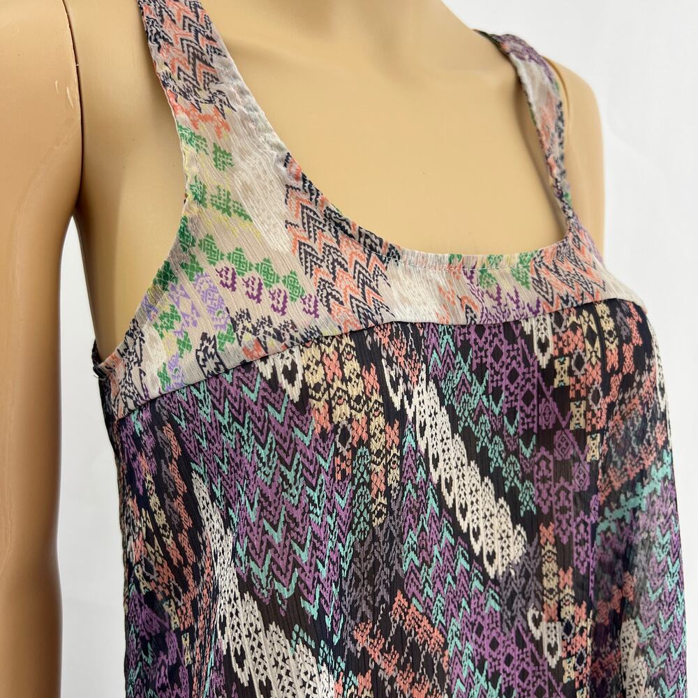 Y2K Eclair MEDIUM Boho Festival Purple Sleeveless Sheer Tank Top Shirt
